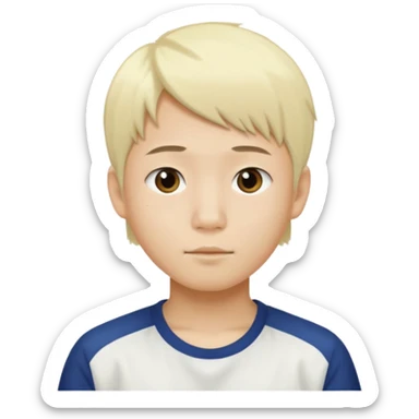 asian boy with a small face, small nose and bleach hair sticker