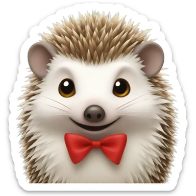 Hedgehog wearing a bow sticker