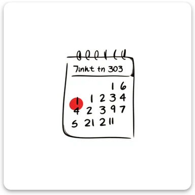 Hand-drawn calendar with important date circled in red sticker