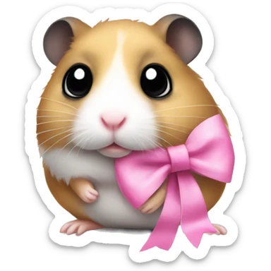 sad girl hamster with big black eyes and a pink bow sticker