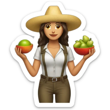 mexican farmers charlies angels with fruits in hands sticker