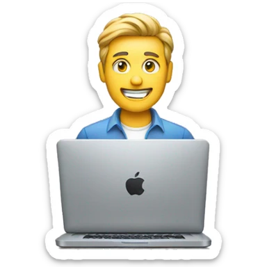 a man typing on a mac sticker