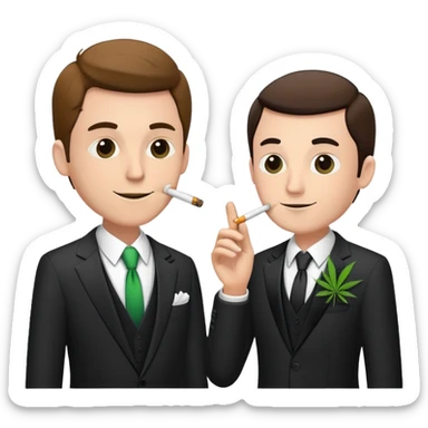 Two well-dressed men in suits crashing a wedding party, smoking cannabis sticker