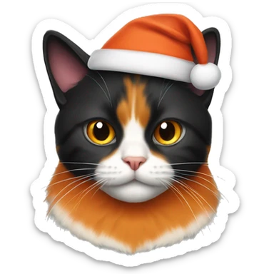 Orange cat and black cat wearing Santa hats sticker