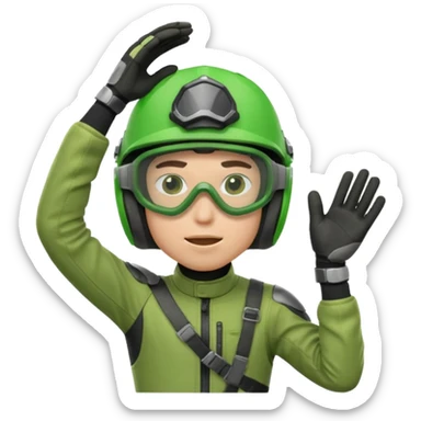 dirtbike rider in green gear scratching head sticker