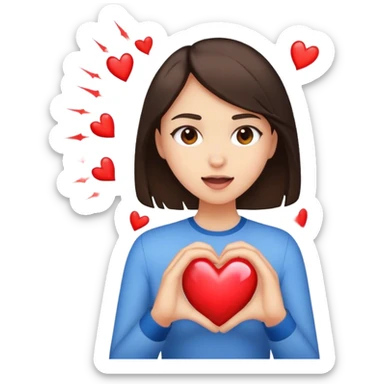 Brunette heart exploding with love sticker