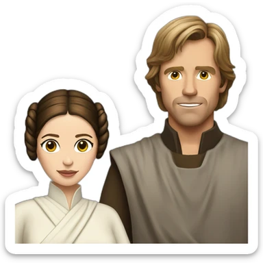 luke skywalker meets princess leia sticker