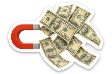 banconote attratte da una calamita rossa sticker