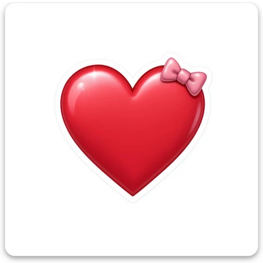 goth heart emoji, cute and shiny, with a bow accent, no background sticker