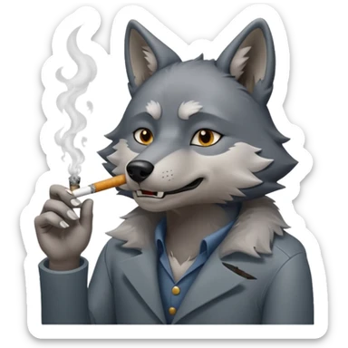Loup qui fume un joint sticker