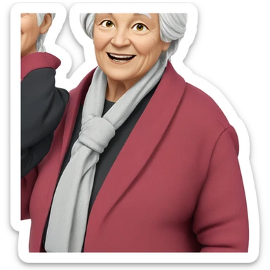 smiling elderly woman with white hair sticker