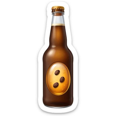 cerveza en botella con grano de cafe al lado sticker