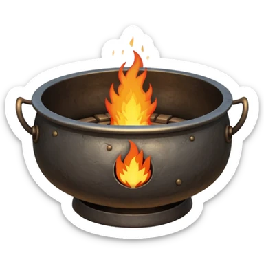 can you make a really medieval looking spiritual metal fire basin with a big fire coming out of the top sticker