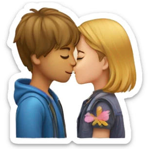 Boy and girl kiss sticker