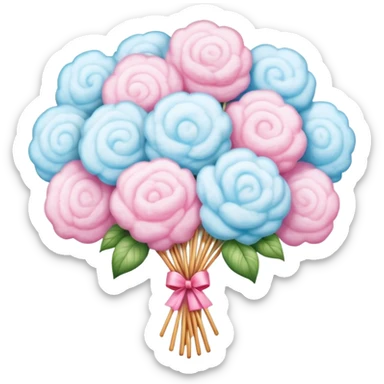 Cotton candy flower bouquet, elaborate Chinese street food art sticker