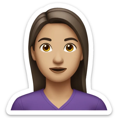 brunette psychologist, with medium complexion, and straight hair, wearing a purple uniform sticker