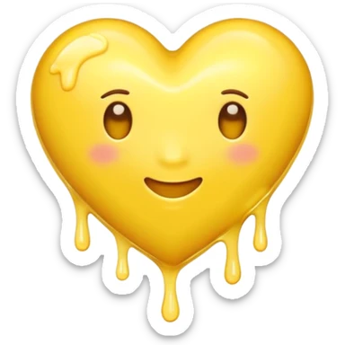 yellow heart emoji laying sideways melting like a thick slab of warm butter sticker