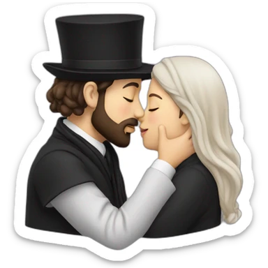 two Orthodox Jews kissing each other sticker