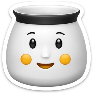 top down view of a plain ceramic pot, emoji style sticker