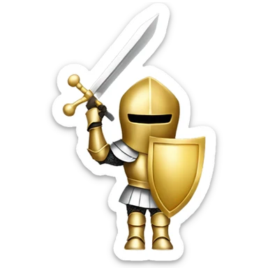 Gold armour knight holding overhead banner sticker