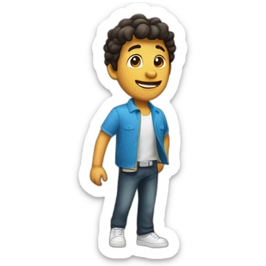 Un chico saludando y dando los buenos dias sticker