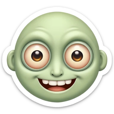Funny mutant with multiple eyes and a silly smile sticker