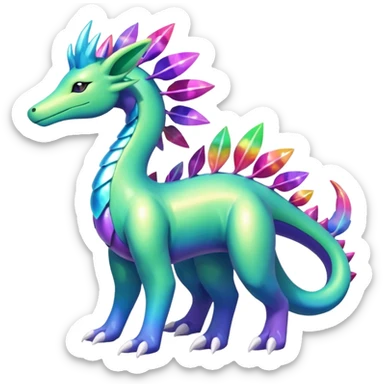 Shiny Colorful Iridescent Meganium-Amaura-Suicune-fakemon (full body) sticker