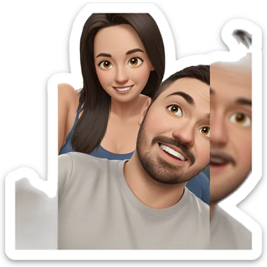 smiling couple with shirt styles sticker