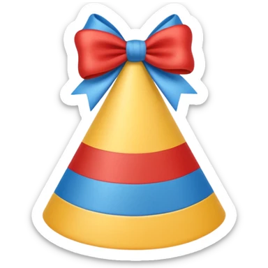 birthday hat with a bow, classic party colors sticker