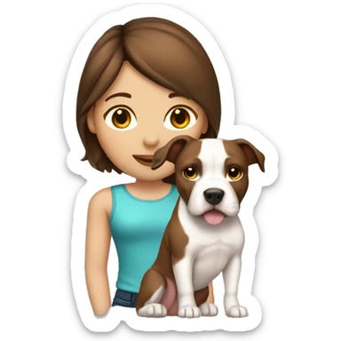 Brown hair girl with pit bull sticker