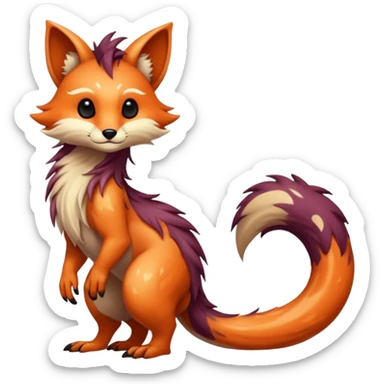 Cool hot handsome attractive shiny beautiful pretty esoteric aesthetic randomly-colored realistic furry anthropomorphic fantasy-Vernid-creature by LiLaiRa with a long tufted tail with edgy markings (full body) sticker