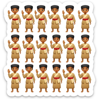 create an emoji set of a cartoonish full body character from china from 2000 BC doing 16 verbs or emotions sticker
