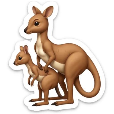 A kangaroo which has its baby kangaroo in its pouch(marsupium) sticker