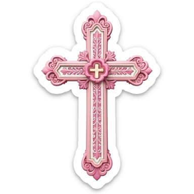 Pink and white cross sticker