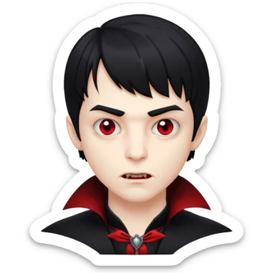 boy vampire with black hair and bangs sticker