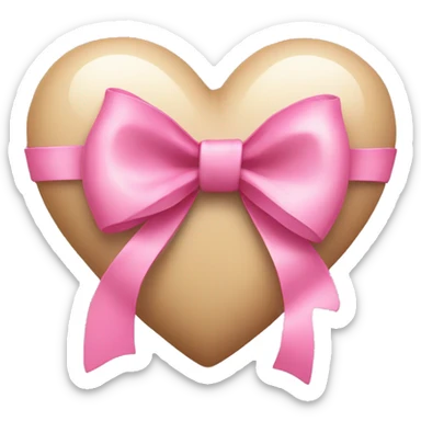 Beige heart with pink bow sticker