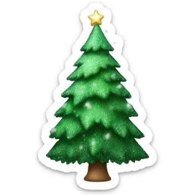 Normal green Christmas tree with snow and glitter  sticker