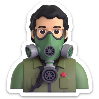 pablo escobar wearing a gas mask sticker