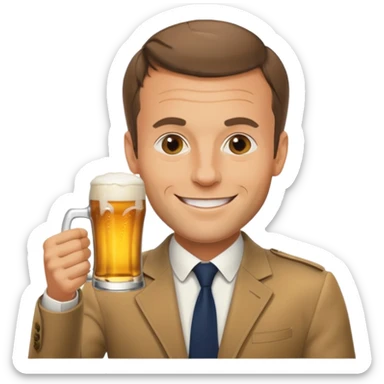 Macron qui boie une biere sticker