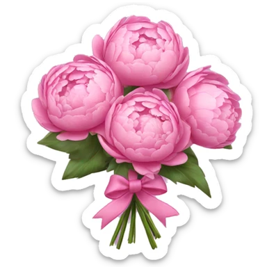 a bouquet of peonies with a little coquette bow sticker