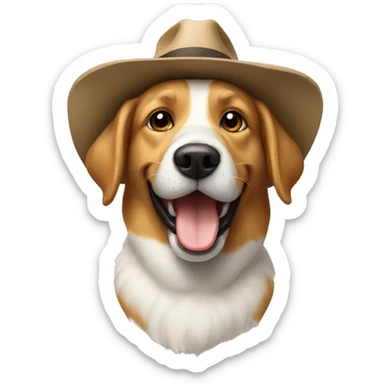 a happy dog with a hat on his head sticker
