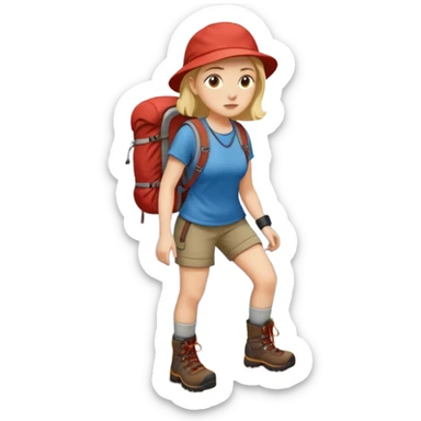 a woman hiking  sticker