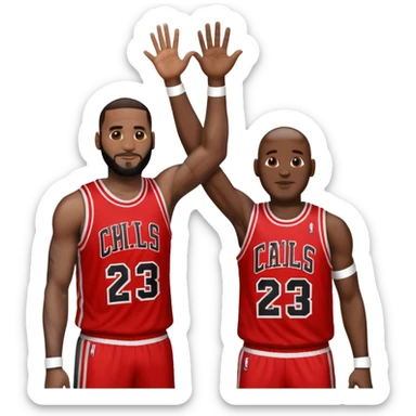 LeBron James and Michael Jordan high fiving sticker