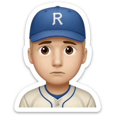 Una carita triste con una gorra de base pro show i q se llame rober sticker