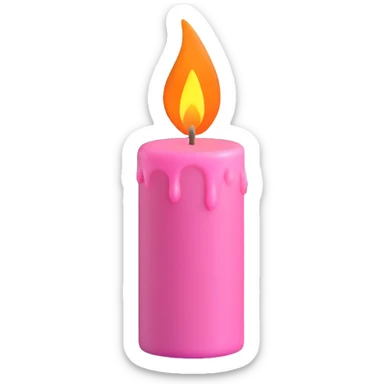 Draw a pink candle with a flame on it at an angle of 15 degrees from the vertical. sticker