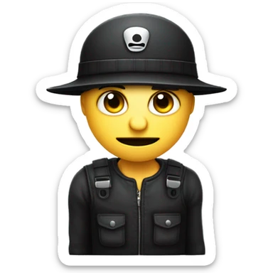 Robber mit Schwarzer Mütze, schwarz weiß gestreiftes Oberteil und Geldbeutel d Augen sind maskiert sticker