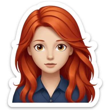 Stefanie Ridel with long red hair, brown eyes sticker