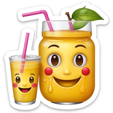 emoticon holding a fruit drink sticker