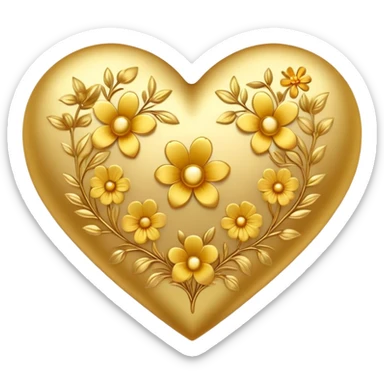 Gold flowery Heart sticker