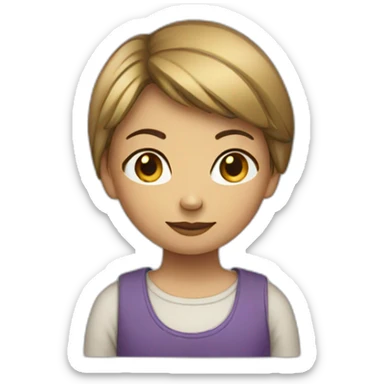 A girl with short hair standing crossed hand sticker